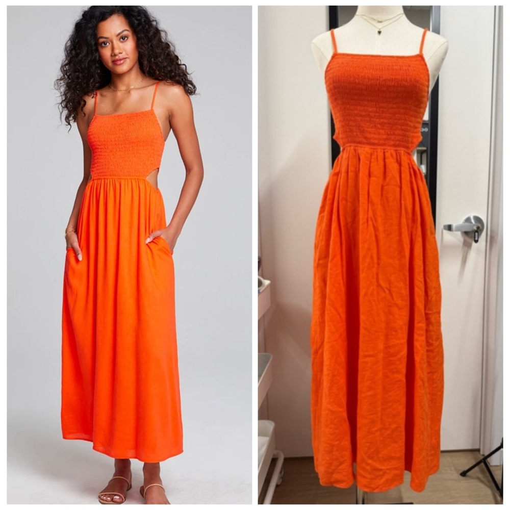 Saltwater Luxe Naletta Midi Dress Hot Orange S